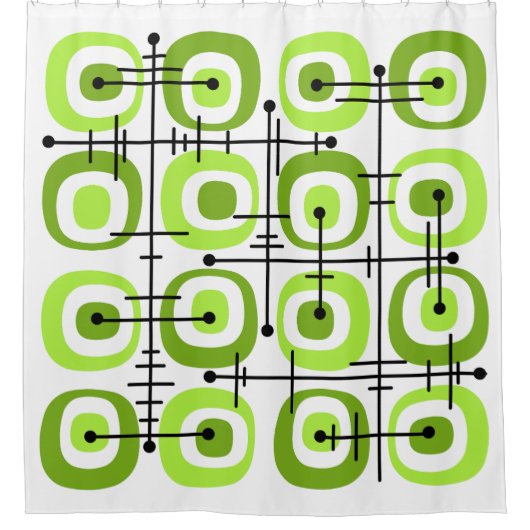 MCM Mideeuw Abstract Patroon Chartreuse Douchegordijn (Voorkant)