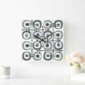 MCM Mideeuw Abstract Patroon Grijs Vierkante Klok (Huis)