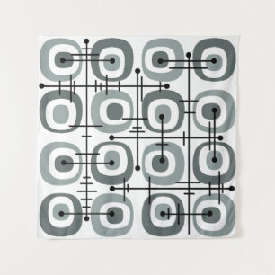 MCM Mideeuw Abstract Patroon Grijs Wandkleed