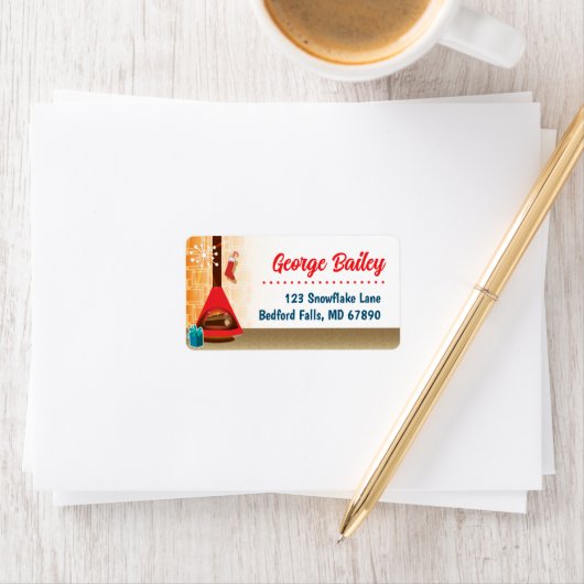 MCM open haard kerst Kaart Adresetiketten Etiket (Insitu)