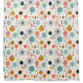 MCM retro botanisch patroon Douchegordijn (Voorkant)