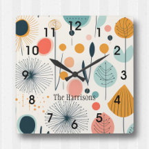 MCM Retro Botanische Wandklok