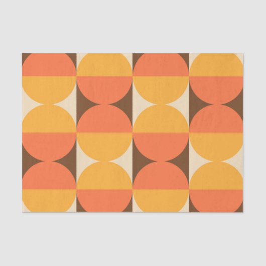 MCM Retro Geometrisch Halfvierkant en Cirkelpatroo Tissuepapier (Voorkant)
