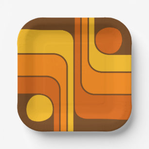 MCM Retro Stijl Geometrisch Ontwerp Jaren 70 Papieren Bordje