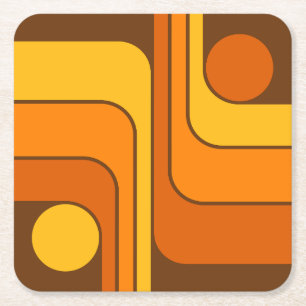 MCM Retro Stijl Geometrisch Ontwerp Jaren 70 Vierkante Kartonnen Onderzetter