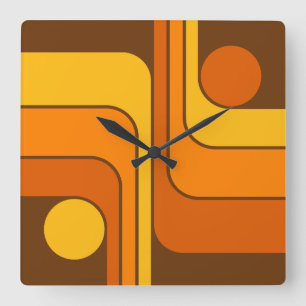 MCM Retro Stijl Geometrisch Ontwerp Jaren 70 Vierkante Klok