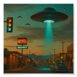 MCM Style Retro UFO Invasion Art Foto Afdruk
