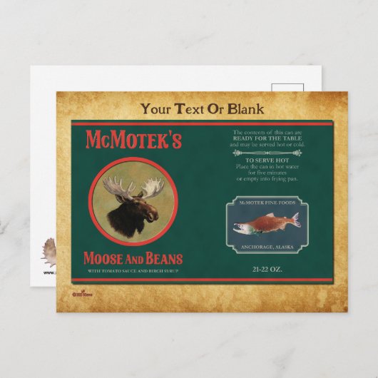 McMotek's Moose and Beans Label Briefkaart (Voorkant / Achterkant)