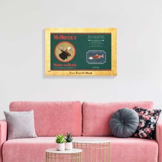 McMotek's Moose and Beans Label Canvas Afdruk (Insitu (Woonkamer))