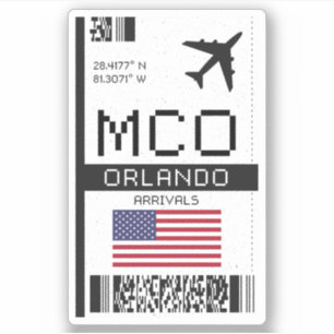 MCO Orlando, Florida Airport Boarding Pass - Veren Sticker