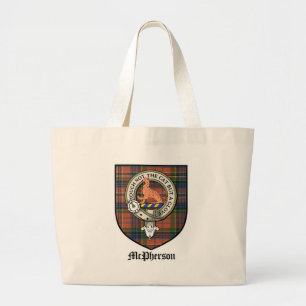 McPherson Clan Crest Badge Tartan Grote Tote Bag