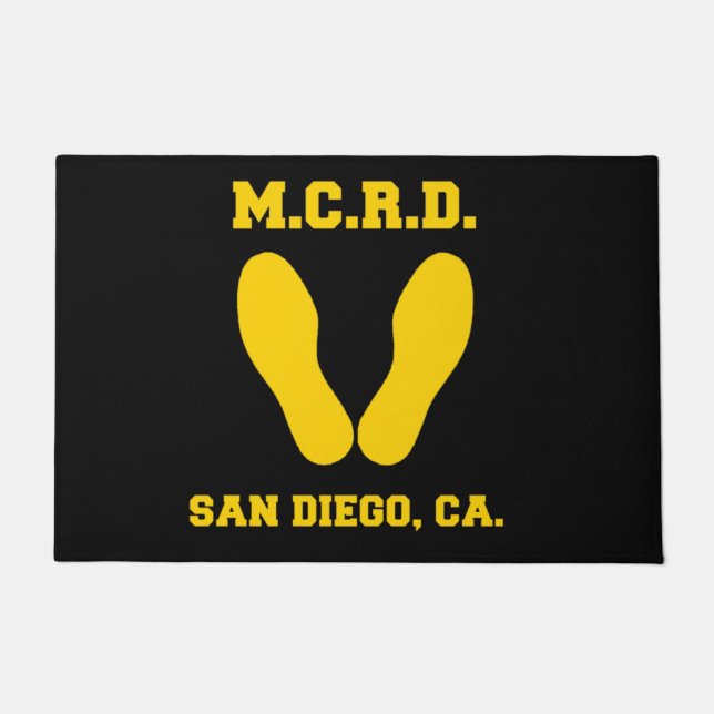 MCRD SAN DIEGO FOOTPRINTS OP ZWART DEURMAT (Voorkant)