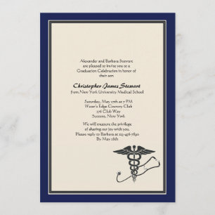 MD Afstuderen Invitation Navy Blue Kaart