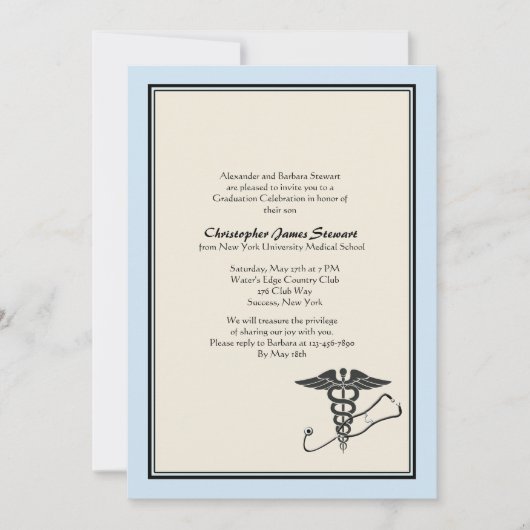 MD Afstuderen Uitnodiging blauw (Voorkant)