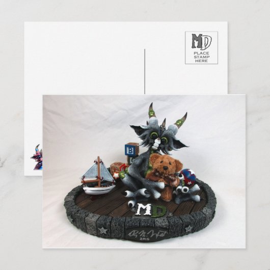 MD Black Teddy Dragon Briefkaart (Voorkant / Achterkant)