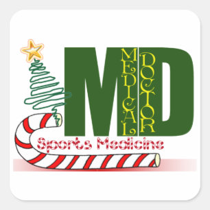 MD SPORTGENEESMIDDELEN CHRISTMAS MEDISCHE ARTS VIERKANTE STICKER