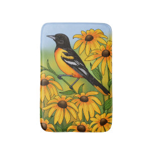 MD State Bird Oriole & Black-eyed Susan Flower Badmat