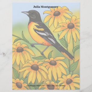 MD State Bird Oriole & Black-eyed Susan Flower Briefhoofd