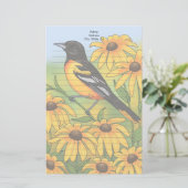 MD State Bird Oriole & Black-eyed Susan Flower Briefpapier (Staand voorkant)