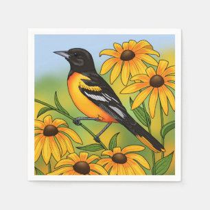 MD State Bird Oriole & Black-eyed Susan Flower Servet
