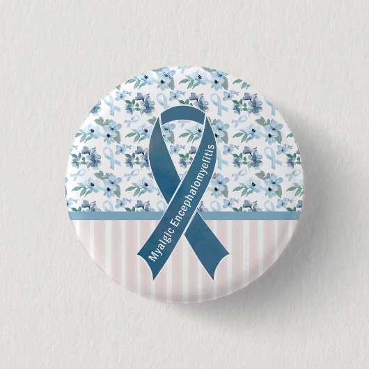Me/CFS Blue Ribbon Awareness Button (Voorkant)