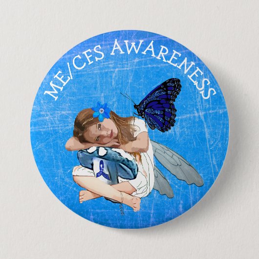 ME/CFS Engel Fairy Meisje Awareness Lint Ronde Button 7,6 Cm (Voorkant)