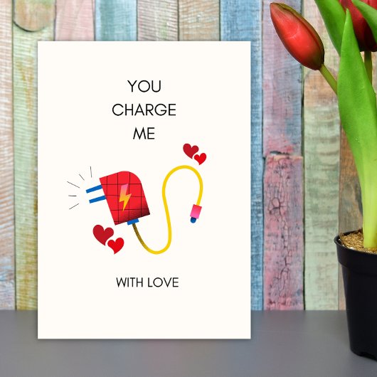 Me charger avec amour Funny petit ami carte Valent