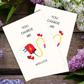 Me charger avec amour Funny petit ami carte Valent