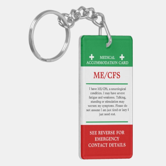ME/cvs Medisch Alert ICE Chronisch Vermoeidheidssy Sleutelhanger (Voorkant Links)