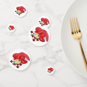 ME Maine Lobster Shack Seafood Dinner Red Gingham Confetti