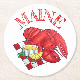 ME Maine Lobster Shack Seafood Dinner Red Gingham Ronde Kartonnen Onderzetter