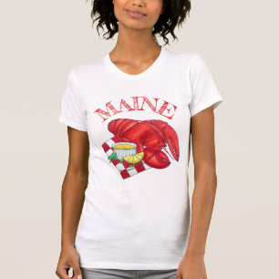 ME Maine Lobster Shack Seafood Dinner Red Gingham T-shirt