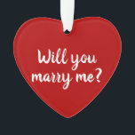 Me marierez-vous une proposition de script personn<br><div class="desc">Will You Marry Me rouge et blanc nom de script personnalisé proposition coeur de Noël Ornement. Elégant joli faux or et ornement rouge pourpre. Fiançailles romantique de Noël,  proposition de mariage. Un ornement double face. Idéal pour Noël ou pour les propositions de mariage pour la Saint Valentin.</div>