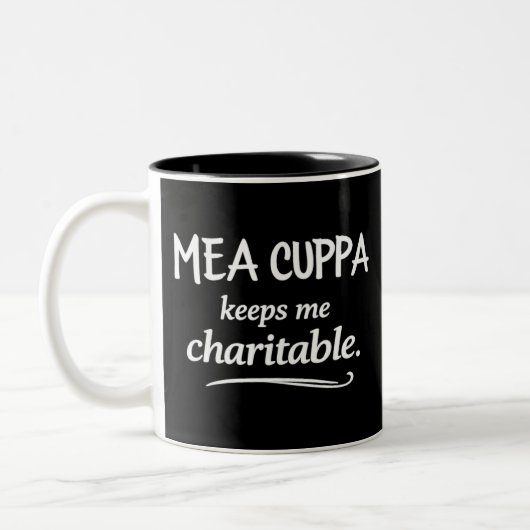 Mea Cuppa Keeps Me Charitable Catholic Humor Mug (Gauche)