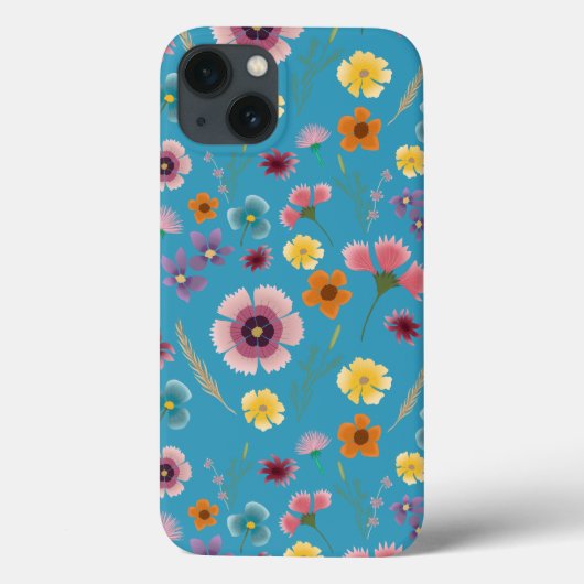 Meadow bloemen in blauwe iphone case (Achterkant)