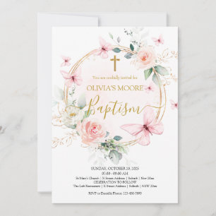 Meadow Bloemen Vlinder Baptisme Uitnodiging