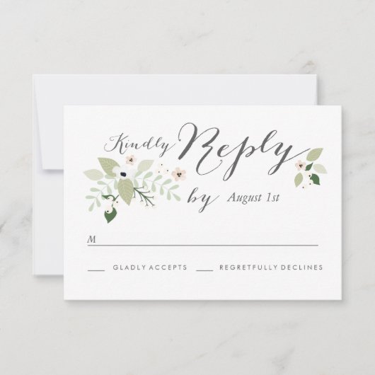 Meadow Blooms RSVP-kaart - wit RSVP Kaartje (Voorkant)