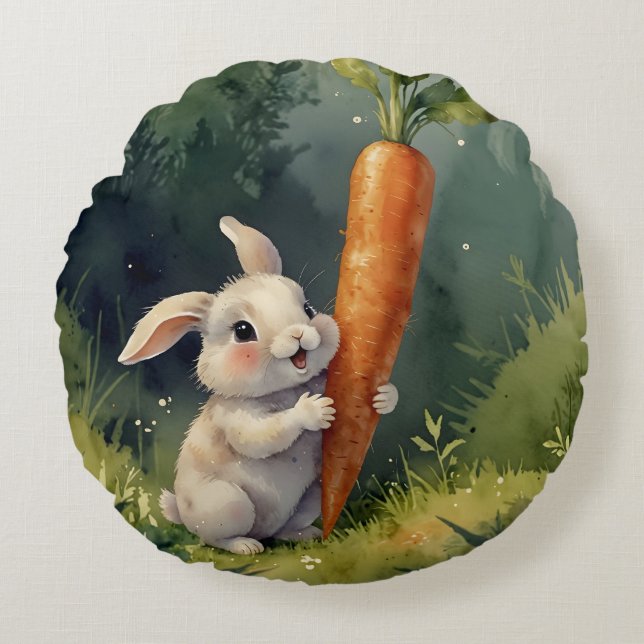 Meadow Bunny Dreams : Coussin rond Whimsical (Devant)