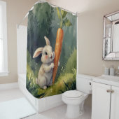 Meadow Bunny Dreams: grillige Douchegordijn (In situ)