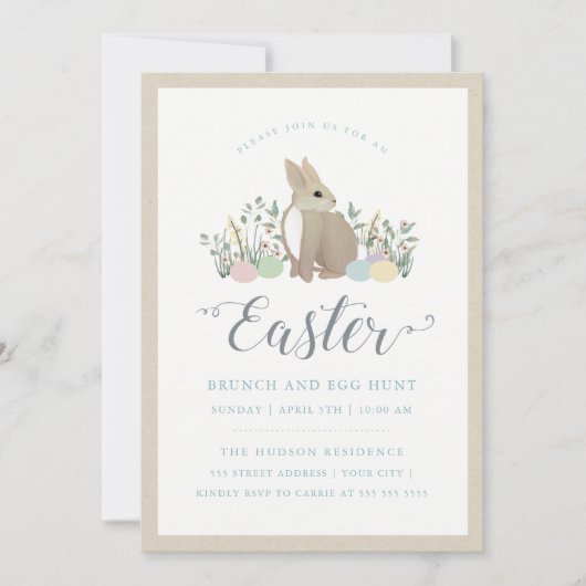 Meadow Bunny - Easter Brunch Invitation Kaart (Voorkant)