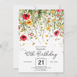 Meadow Custom Wildflower 40e verjaardag Kaart