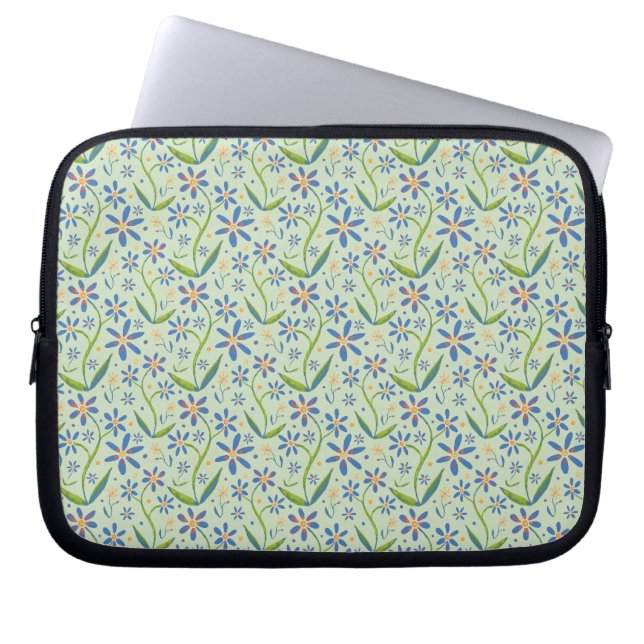 Meadow | Dancing Watercolor Daisies Laptop Sleeve (Voorkant)