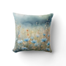 Meadow Dreams Soft Blue Wildflower Waterverf