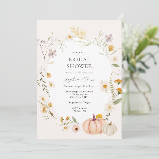 Meadow Field Pumpkins-Vrijgezellenfeest Kaart (Staand voorkant)