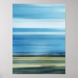 Meadow Field Sky Cloud Landschap Blue Green Grey Poster