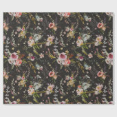 Meadow Floral - Black Gift Wrap Cadeaupapier (Vlak)