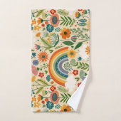 Meadow Florals Rainbow Aangepast patroon Bad Handdoek (Handdoek)