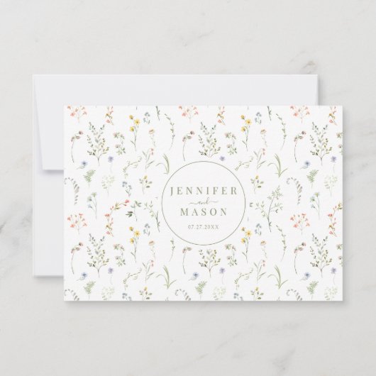 Meadow Flower Kleurrijke Wildflower Wedding foto Bedankkaart (Achterkant)