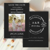 Meadow Flowers Black and White Foto Bewaar de datu Save The Date