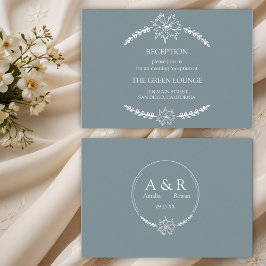Meadow Flowers Blauw Grijs Huwelijksreceptie Informatiekaartje